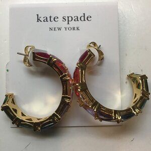 Kate Spade New Hoop Earrings Showcasing Multi-Colored Triangular Stones